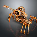 Mechanical Spider Creature With Orange Metallic Body And Multiple Robotic Legs