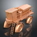 Golden Functional Vehicle With Ladder And Large Wheels 3d model