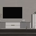 Modern White TV Stand With Gold Accents And Storage Cabinet In Living Room