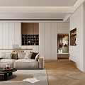 Modern Living Dining Room Interior Design With Sofa Coffee Tables Artwork And Lighting