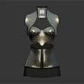Futuristic Metallic Striped Corset with Shiny Texture in 3D Model