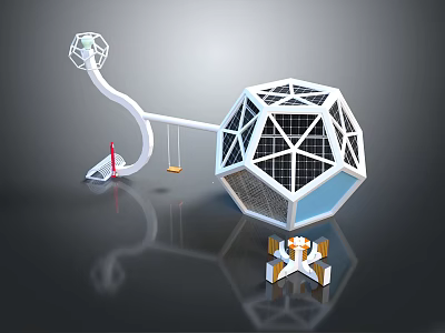 Modern Industrial Factory Building With Spherical Structure Steel Frame And Glass Elements Design 3d model