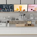Modern Bar Counter With Menu Screens Fresh Drinks And Coffee Machine 3d model