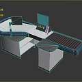 Modern Self Checkout Equipment With Dual Monitors Conveyor Belt Countertop And Keyboard