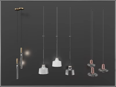 Modern Pendant Lights with Various Designs and Metallic Glass Finishes for Home Decor 3d model