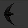 Symmetric 3D Geometric Structure With Black Surface Red Lines And Blue Accents