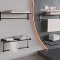 Black Bathroom Wall Shelves With Towels And Rolled Towel Storage Units