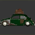 Green Vintage Beetle Electric Toy Car with Colorful Luggage on Roof