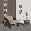 Quiet single person sofa leisure chair side combination 3d model