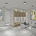 Modern Beauty Salon Interior Featuring Styling Chairs Mirrors Decorative Paintings Green Plants And Marble Counter