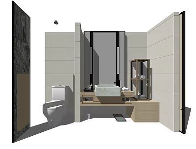 Modern Bathroom Interior Design With Washbasin Counter And Open Shelf 3d model