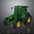 Green Agricultural Tractor With Large Yellow Wheels Modern Design And Reflective Surface