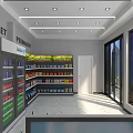 Modern Supermarket Interior With Shelves Full Of Products Refrigerators Bright Lighting And Windows