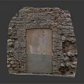 Ancient Ruined Stone Wall Structure With Central Opening And Weathered Bricks 3d model