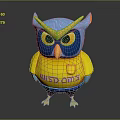 Cute Blue and Yellow Owl Plush Toy Featuring WEST CAMP Text Design