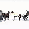 Old European-style Wooden Carriage 3d model