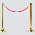 Gold And Silver Stanchions With Red Ropes For Event Crowd Management 3d model