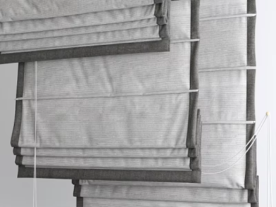 Gray Linen Roman Blinds With Pleated Design For Home Window Decoration 3d model