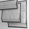 Gray Linen Roman Blinds With Pleated Design For Home Window Decoration