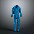 Comfortable Blue Plaid Pajamas Set With Long Sleeves For Home Wear