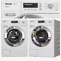 Two Modern Miele Front Load Washing Machines With Digital Control Panels 3d model