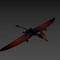 Pterosaur Flying With Colorful Crest And Extended Wings In Sky