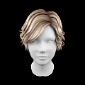 Game Movie Character Head Model Featuring Blonde Brown Wavy Short Hair Black Background
