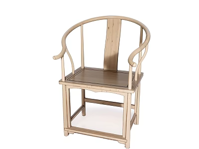 Chinese Style Wooden Leisure Chair with Curved Backrest Armrests and Classic Wood Frame Design 3d model