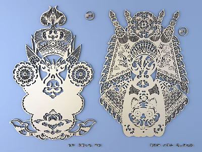 Chinese facial makeup metal carving Beijing opera carving 3d model