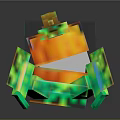 3D Pixel Art Pumpkin Creature with Orange Block Body Green Vines and Yellow Stem