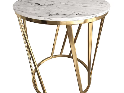 Modern Elegant Coffee Table with White Marble Top and Gold Metal Legs Design 3d model