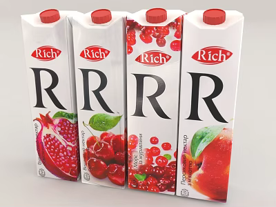 Rich Brand Fruit Juice With Various Fruit Flavors 3d model