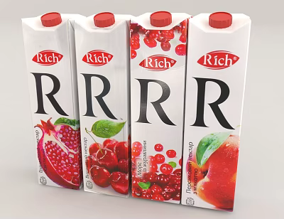 Rich Brand Fruit Juice With Various Fruit Flavors 3d model