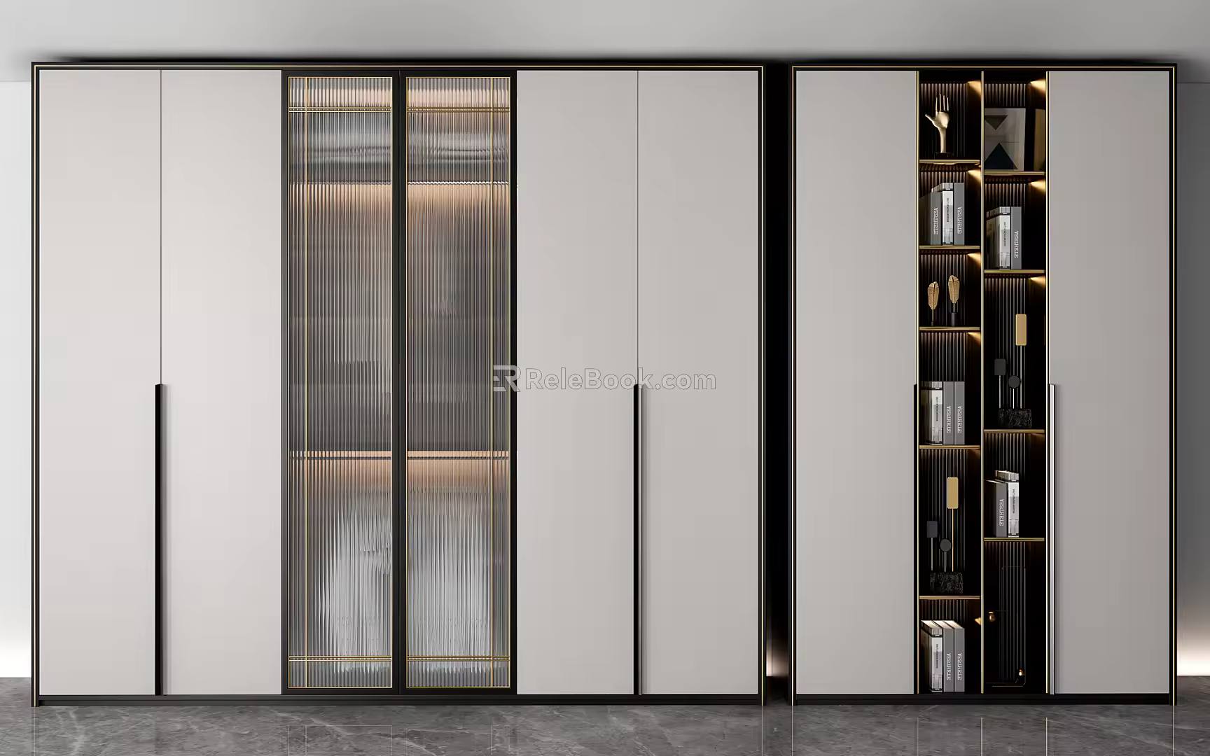 Modern bookcase wardrobe combination 3d model