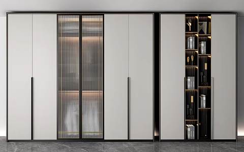 Modern bookcase wardrobe combination 3d model