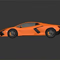 Orange Sports Car With Sleek Design Scissor Doors And Black Wheels Reflective Surface