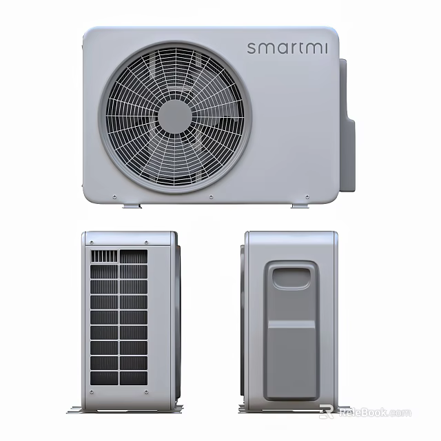 Split Air Conditioner Fan With Outdoor Indoor Units Modern Silver Design And Cooling Function 3d model