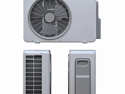 Split Air Conditioner Fan With Outdoor Indoor Units Modern Silver Design And Cooling Function 3d model
