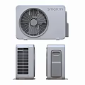 Split Air Conditioner Fan With Outdoor Indoor Units Modern Silver Design And Cooling Function 3d model