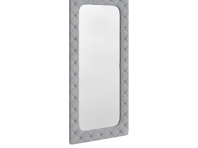 Modern Rectangular Wall Mirror With Gray Diamond Tufted Padded Frame 3d model