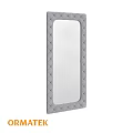Modern Rectangular Wall Mirror With Gray Diamond Tufted Padded Frame