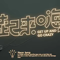 Decorative Neon Lighting Combination with Get Up Go Crazy Text Design 3d model