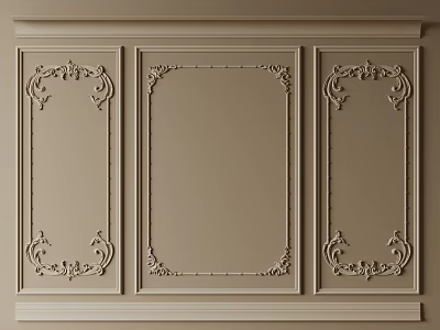 Beige Wall Decorative Panels Featuring Intricate Lines Ornamental Details And Symmetrical Design 3d model