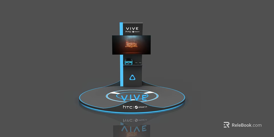 VIVE Pro Display Shelf With Circular Base And Screen For Product Showcase 3d model 