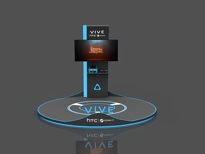 VIVE Pro Display Shelf With Circular Base And Screen For Product Showcase 3d model