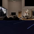 Modern Minimalist Open Plan Living And Dining Room With Cozy Sofas And Elegant Indoor Decor