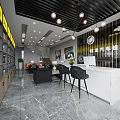 Modern Auto Repair Store Interior With Display Shelves Car Accessories And Bar Counter