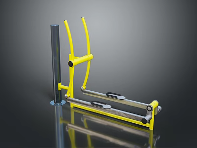 Yellow And Black Outdoor Fitness Equipment Parallel Bars With Steel Pedal Frame Design 3d model