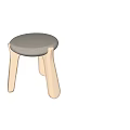 Simple Modern Stool With Gray Fabric Seat And Light Wooden Legs