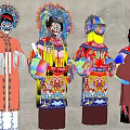 Traditional Chinese Opera Themed Game Film Characters With Colorful Costumes And Intricate Headpieces